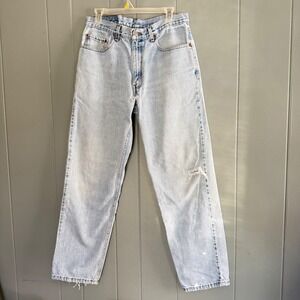 FLAW Vintage 90s Levis 550 Relaxed Fit Light Wash Distressed Jeans Mens 34x32